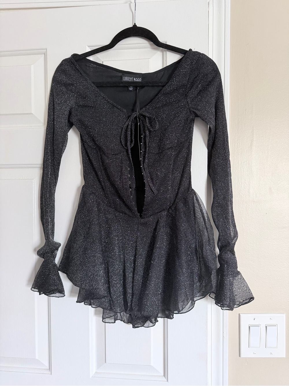Current Mood Black Shimmer Long-Sleeve romper
